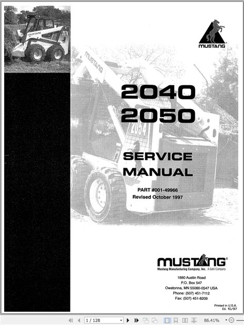 mustang 2050 skid steer service manual|mustang 2050 manual.